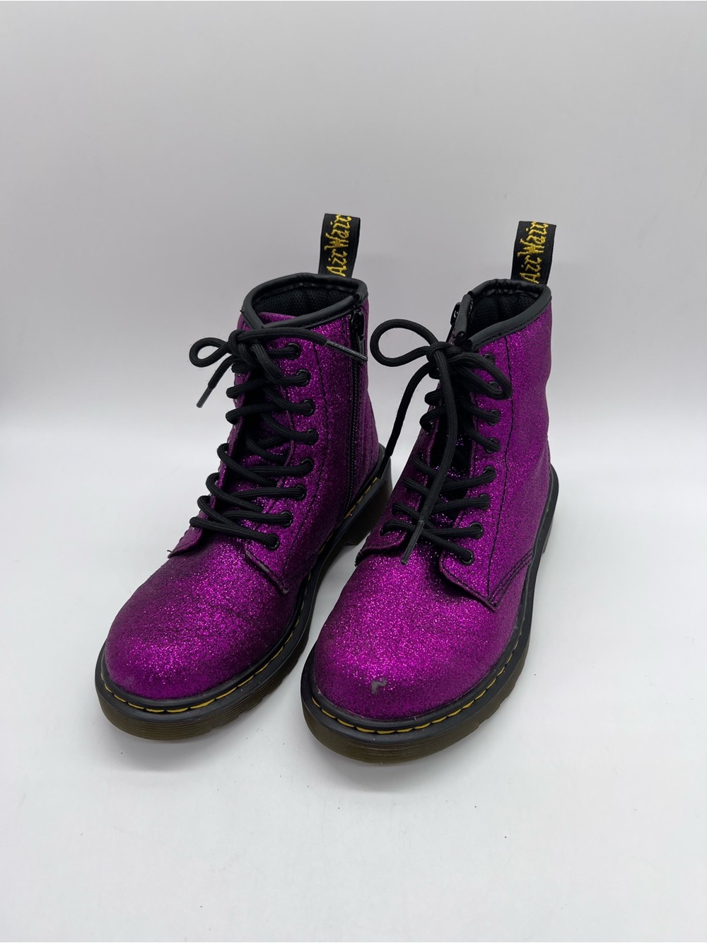 Dr. Martens Kids Purple Delaney Glitter Lace-Up Boots Size 2